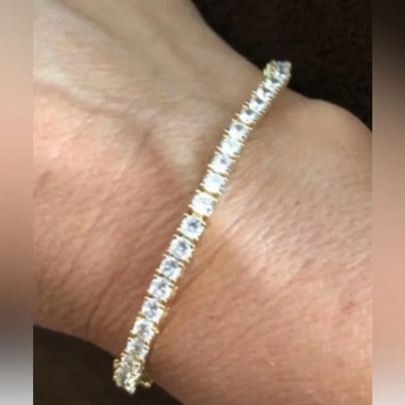 14K Gold Plated 3mm CZ Classic Dainty Tennis Bracelet 7 inch Brand new! - Picture 6 of 6